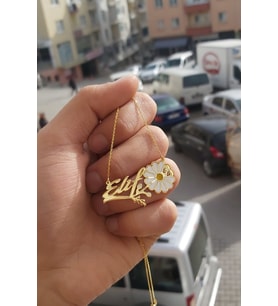 925 Ayar Gümüş 24 Ayar Altın Kaplama İsimli Papatya Kolye