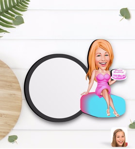 BK Gift Kişiye Özel Kadın Doğum Günü Karikatürlü Ahşap Bardak Altlığı-2