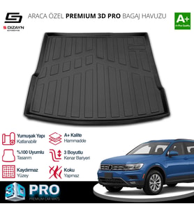 S-Dizayn VW Tiguan 3D Pro Bagaj Havuzu 2016-2023 A+ Kalite