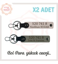 Kül Gri-Pudra, Size Özel Tasarım Manevi Güç Veren 2'li Anahtarlık Set, 520 741 8 Başarı Getiren Kod