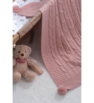 Saç Örgü Bebek Ve Çocuk Battaniyesi 90 X 110 Cm (Pembe)