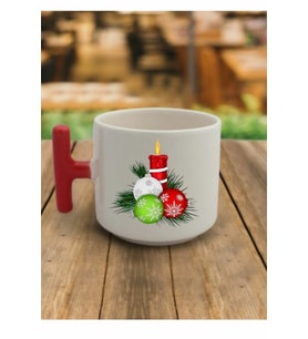 En Güzel Hediye Kırmızı T Kulp Yeni Yıl Noel Mumlu Çay Fincan Modelleri