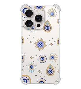 PrintiFy Apple iPhone 15 Pro Max Nazar 5 Şeffaf Köşe ve Kamera Korumalı Korumalı Antişok Kılıf