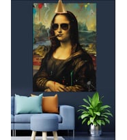 Gözlüklü Mona Lisa Portresi Dekoratif Kanvas - Mdf Ahşap Tablo