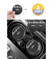 Dacia Tasarımlı Karbon 7 cm Bardak Altlığı 2 Adet Dacia Amblemli Tasarımlı  Yazılı Spor Şıklığı İçin