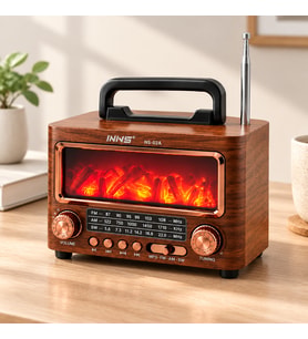 Northcity Şömineli Retro Radyo Bluetooth Hoparlör - AM/FM/SW USB/Type-C Şarjlı