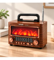 Northcity Şömineli Retro Radyo Bluetooth Hoparlör - AM/FM/SW USB/Type-C Şarjlı