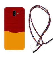 Samsung J6 Plus J7 Prime J7 Pro M20 Kılıf Boyun Asklı Rasta Silikon Sarı Kırmızı Boya 1708