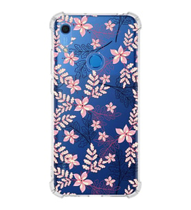 Huawei Y6s  Köşe Korumalı Antişok Kapak Floral Kırmızı Tasarımlı Şeffaf  Kılıf