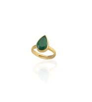 Kadir Jewellery 22 Ayar Altın Kaplama Zirkon Taşlı Ayarlanabilir Kadın Moda Yüzük (K.Yeşil)