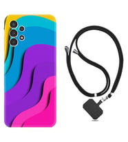 Samsung Galaxy M14 Kılıf Silikon Boyun Askılı İpli Desenli Silikon Renk Cümbüşü 1631