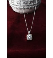 Tektaş Kare Model Zirkon Taşlı 925 Ayar Baget Model Gümüş Kolye (Silver)