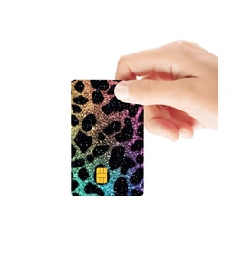 Leopar Desen Işıltılı Hologramlı Parlak Kredi/Banka Kart Kaplama Sticker