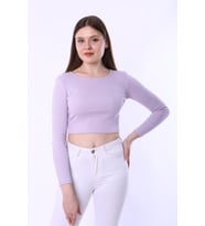 Kadın Uzun Kol Crop,Kaşkorse Fitilli Kumaş % 95 Pamuk %5 Elastan