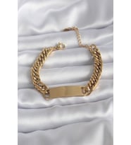 316L Çelik Gold Renk İsim Yazılabilir Plaka Model Kadın Bileklik TJ-BB5744