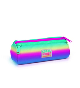 Coral High Pembe-Yeşil-Mor Üç Bölmeli Kalem Çantası - Kız Çocuk