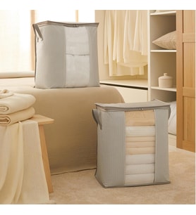 Ocean Home Textile 2'li Pvc Pencereli Stuff & Things Gri Çizgili Hurç Set