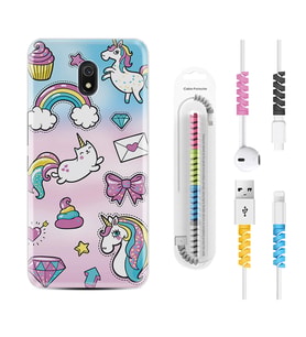 Xiaomi Redmi 8A 8 Pro 9C 9T 10C 11T Pro Kılıf Kablo Koruma Spiral Silikon Unicorn Mektup 1800