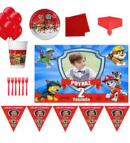 Hayaller Dükkanı Afiş Hediyeli 8 Kişilik PAW Patrol Parti Seti Erkek Doğum Günü Süsleri
