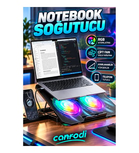 Çift Fanlı Notebook Soğutucu Stand – RGB Aydınlatmalı Ayarlanabilir Laptop Altlığı
