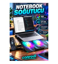 Çift Fanlı Notebook Soğutucu Stand – RGB Aydınlatmalı Ayarlanabilir Laptop Altlığı