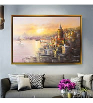 Tablore Galata Kulesi Yağlı Boya Görünümlü İstanbul Manzarası Kanvas Tablo Salon Duvar Dekoru