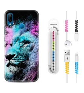 Huawei P20 Lite Mate 10 20 Lite Pro P40 Lite KılıfKablo Koruma Spiral Silikon Pink Blue Leon 1603