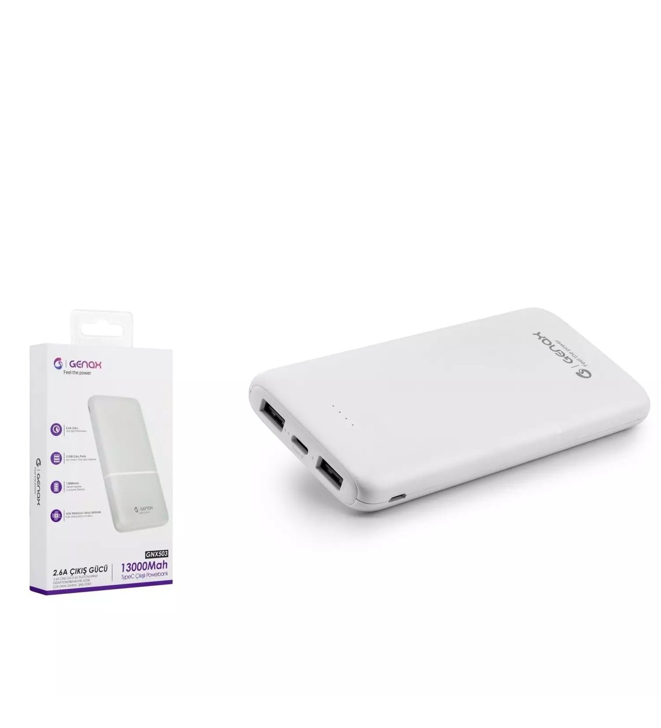 GENAX GNX503 POWERBANK 13000Mah PD ÇIKIŞ 2.6A