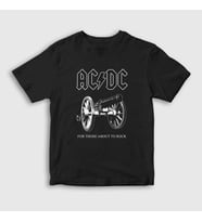 Presmono Unisex Çocuk Siyah Cannon AC/DC T-Shirt 6124tt