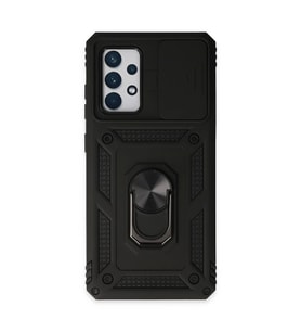 Samsung Galaxy A72 Kılıf Pars Lens Yüzüklü Silikon - Siyah