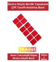 Özel Üretim Ekstra Güçlü PE Köpük Esaslı Çift Taraflı Hazır Kesilmiş 25x30mm Asma Bant 36 Adet
