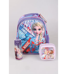 DEKOMUS LİSANSLI ELSA FROZEN SALTO ICE MAGIC  "OKUL ÇANTASI,BESLENME KABI VE 500 ML TRITAN MATARA OKUL SETİ