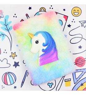 Çılgıntrend Renkli Gökkuşağı Unicorn Squishyli Peluş Defter