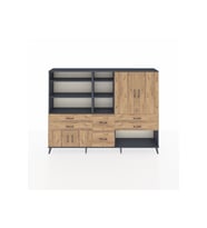 Arges Dolap 10 Raflı 6 Çekmeceli 4 Kapaklı 220x30x163 Antrasit-Çam