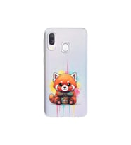 Samsung Galaxy A40 ile Uyumlu Splash Tilki Tasarımlı Şeffaf Silikon Kılıf