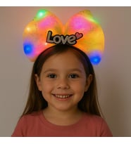 LED Işıklı Love Yazılı Sarı Fiyonk Taç – Kız Çocuk Parti Tacı (5343)