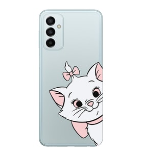 Samsung Galaxy M23 Uyumlu Marie Kedicik Desenli Şeffaf Telefon Kılıfı