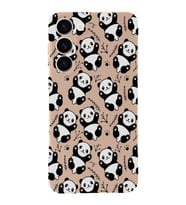Samsung Galaxy S23 Uyumlu Lansman Kılıf Panda Tasarımlı İçi Kadife Kapak-Pudra (Şeffaf)