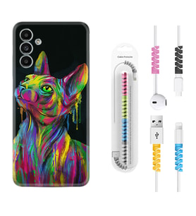 Samsung A23 A31 A32 A50 A51 A52 A53 A70 Kılıf Kablo Koruma Spiral Silikon Color Cat 1754