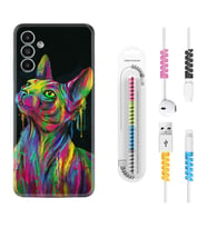 Samsung A23 A31 A32 A50 A51 A52 A53 A70 Kılıf Kablo Koruma Spiral Silikon Color Cat 1754