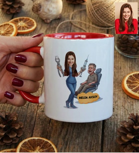 Kişiye Özel Karikatürlü Kadın Diş Hekimi Kupa Bardak Tıp Bayramı Hediyesi