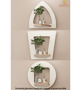 Ahşap Dekoratif Duvar Rafı 3 Lü Set ( Mts-176 ) (Beyaz)