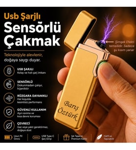 Hemen Kargo Kişiye Özel Çift Yön Baskı Seçeneğiyle Usb Şarjlı Çakmak
