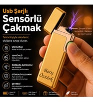 Hemen Kargo Kişiye Özel Çift Yön Baskı Seçeneğiyle Usb Şarjlı Çakmak