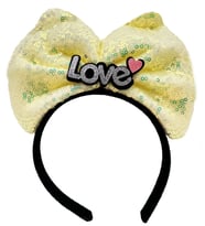 Led Işıklı 3 Farklı FonNessiWorldiyonda Yanan Gümüş Love Yazılı Sarı Fiyonk Taç 20X17 cm