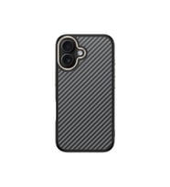Apple iPhone 16 Uyumlu Kılıf M-safe Şarj Özellikli Karbon Fiber Görünümlü Zore Antina Kapak (Gri)