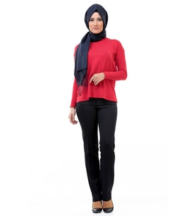 SORALLİNE 1641 SİYAH BAYAN KLASİK PANTOLON YANDAN CEPLİ