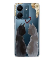 Xiaomi Redmi 13C Uyumlu Kedi Çiftler Tasarımlı Şeffaf Telefon Kılıfı
