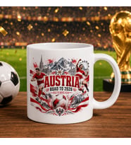 BK Gift Avusturya Taraftar Temalı 2026 Dünya Kupası Tasarımlı Beyaz Kupa Bardak