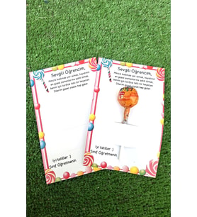 10 Adet  Lollipop  Sevgili Öğrencim Kartlı - Öğrenci Hediye - Okul Hediyesi  Karne Hediye